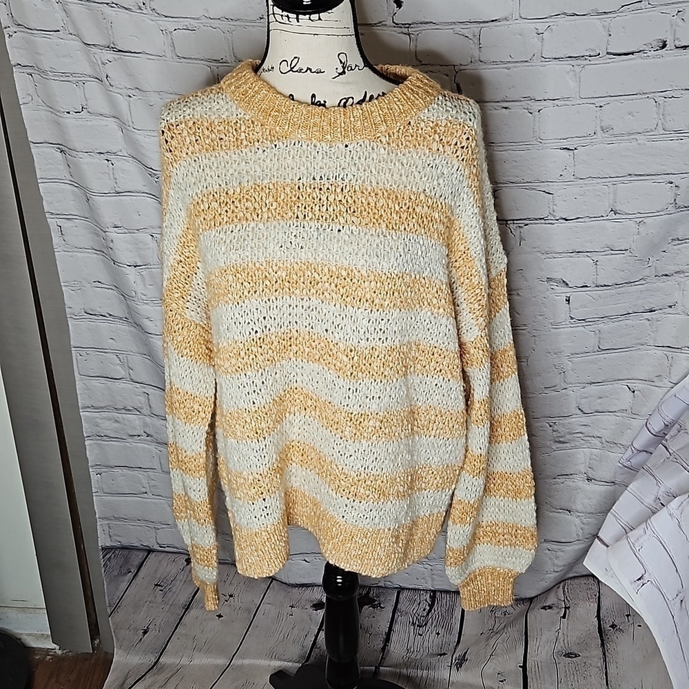 Madewell Baez Pullover Sweater in Stripe NWT Size Large